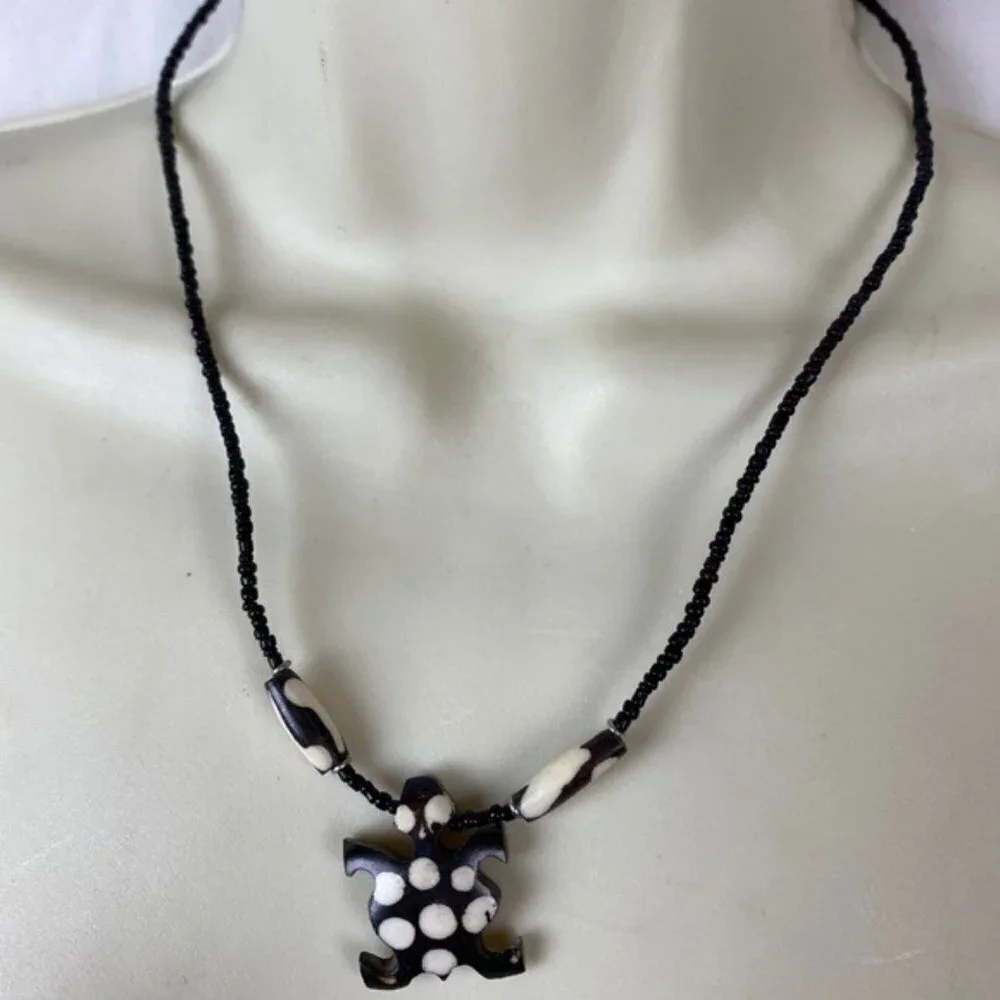 Tortoise Boho Beaded Necklace